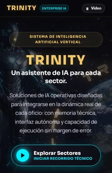 Portada de la web de Trinity en un móvil